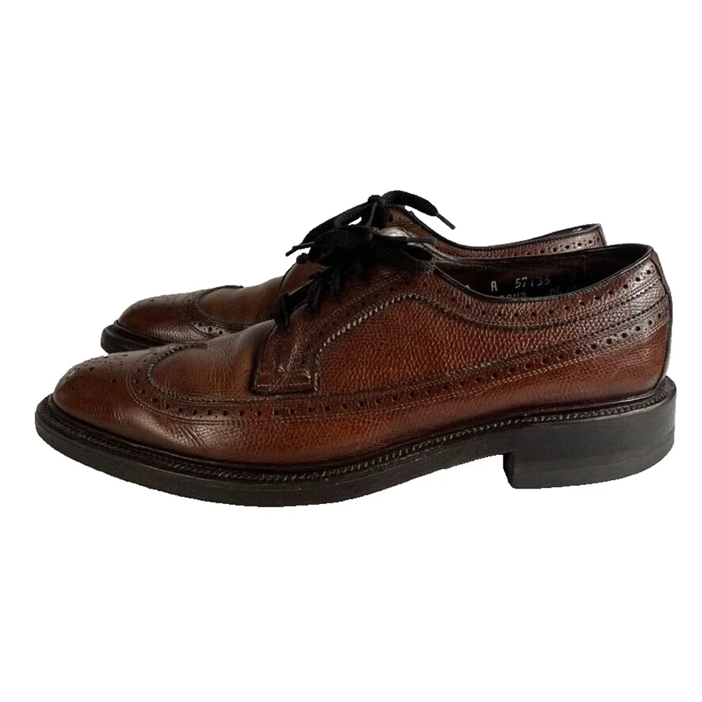 Allen Edmonds Shoes Mens 10A Brown Leather Longwingtip Brogue MacNeil Oxfords